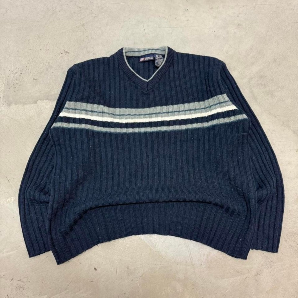 Vintage y2k Navy Faded Glory Stripped‎ Sweater